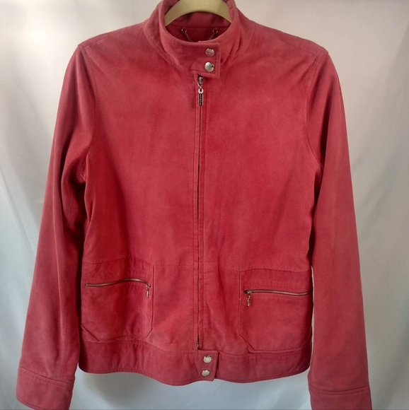 Liz Claiborne Jackets & Blazers - Liz Golf by Liz Claiborne Suede Lined Zip Up Jacket Snap Collar Sleeves S
